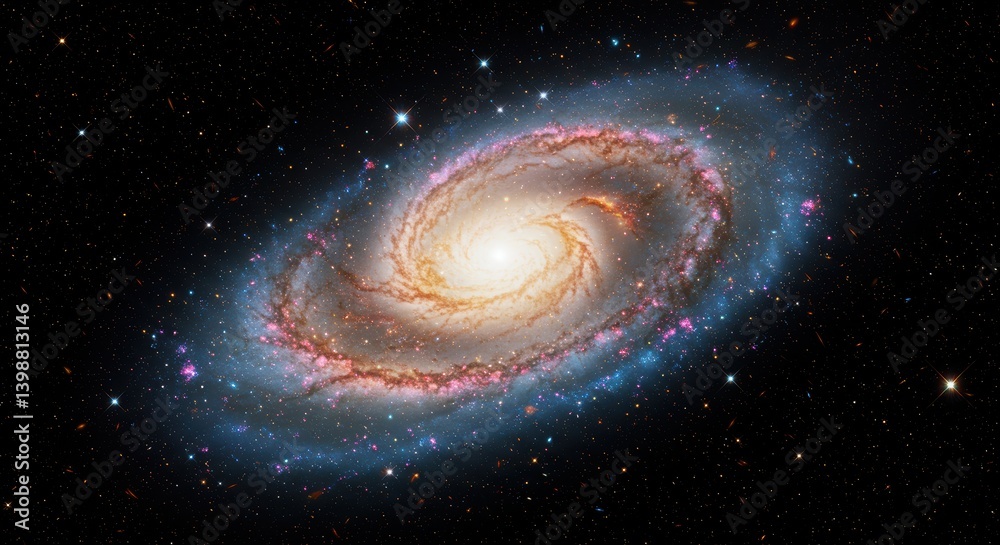 Fototapeta premium Stunning Spiral Galaxy Against Dark Space Background
