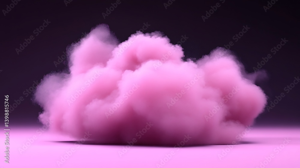 Naklejka premium A fluffy, vibrant pink cloud-like form against a dark backdrop.