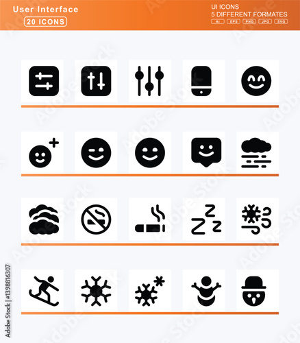Set of 20 solid user interface icons, drink, icon, flat, vector, drone, front, drum, steelpan, drumstick, bite, dungeon, duplicate