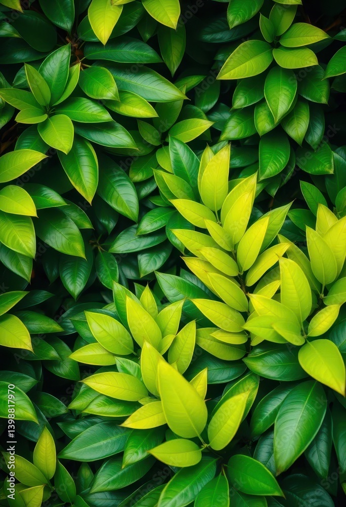 Fototapeta premium Lush, vibrant green tropical foliage, dense leaves background, vibrant, rainforest, philodendron