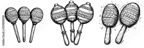 Colorful handmade maracas on display during a lively cultural festival in a vibrant outdoor market setting