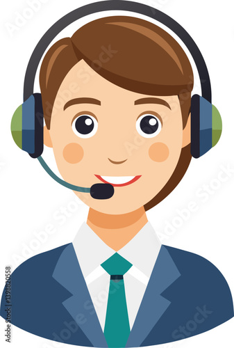 Call center agent with headset
