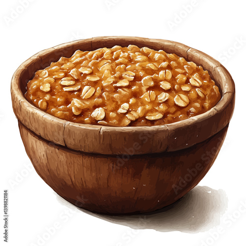 watercolor of Savory Oatmeal, vector, isolated on a white background.