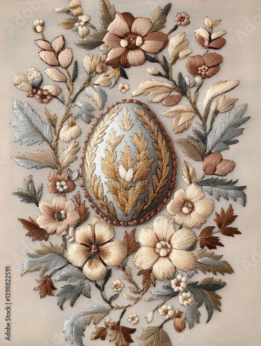 Plakat Antique Easter egg embroidery sampler