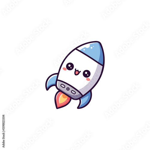 vector illustration of a kawaii rocket