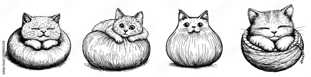 custom made wallpaper toronto digitalCute cats resting in various cozy positions, showcasing their playful charm and relaxed demeanor in a delightful illustration