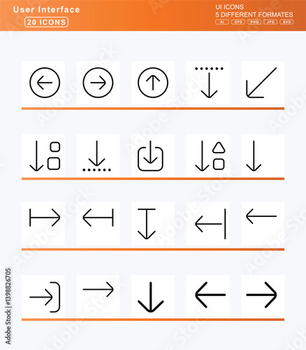 Set of 20 thin user interface icons, album, circle, plus, icon, flat, vector, user, collection, alien, align, center, justify, left, slash