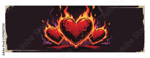 burning heart on fire