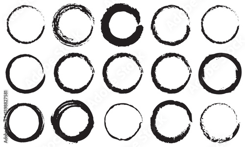Hand drawn circle line sketch set isolated on white background. Vector circular scribble doodle round circles for message and for note mark . Vector illustration. EPS 10 