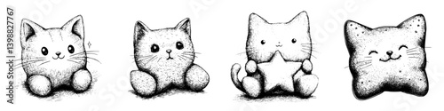 Cute and playful illustrated cats in various adorable poses and expressions