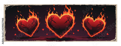 burning heart on black
