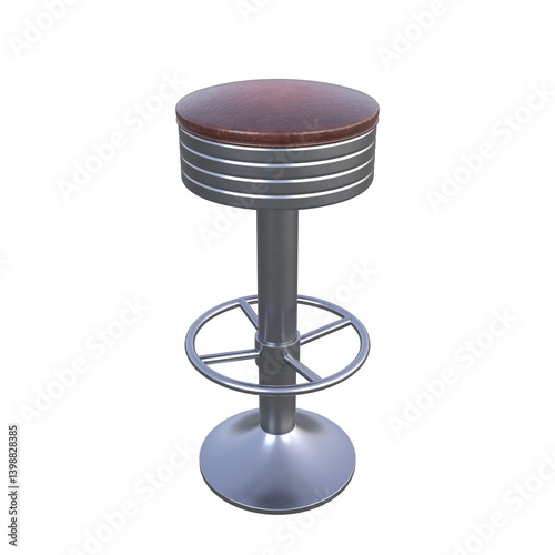 Vintage Bar Stool, 3d illustration isolated on white background