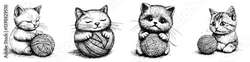 Cute kittens playing with yarn in a cozy indoor setting during daytime