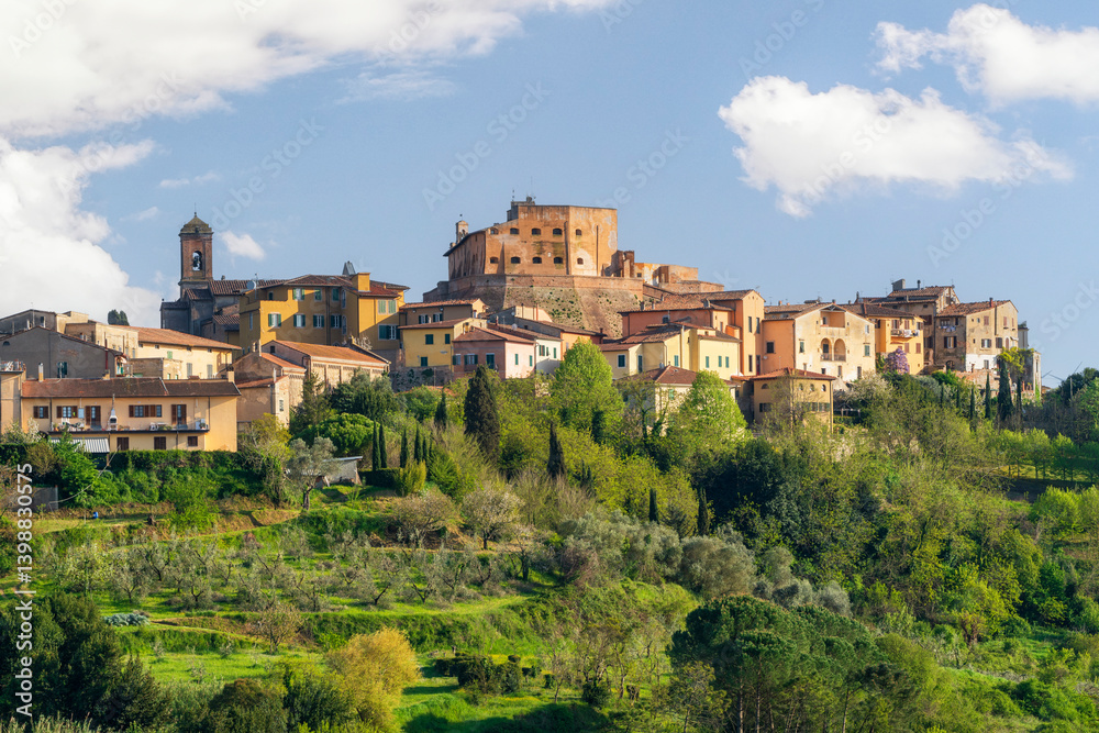Lari old village skyline and the surrounding countryside. Casciana Terme Lari, Tuscany, Italy Lari old village skyline and the surrounding countryside. Casciana Terme Lari, Tuscany, Italy