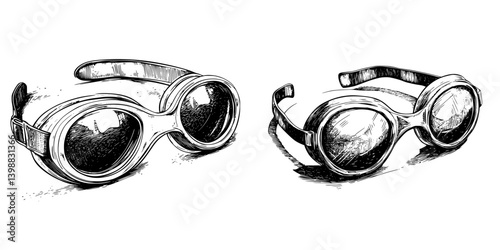 Vintage swimming goggles displayed on a white background highlighting their design and functionality for aquatic activities