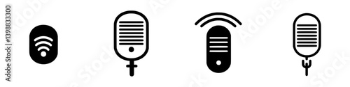 Different styles of microphones displayed against a simple background emphasizing their unique shapes and designs