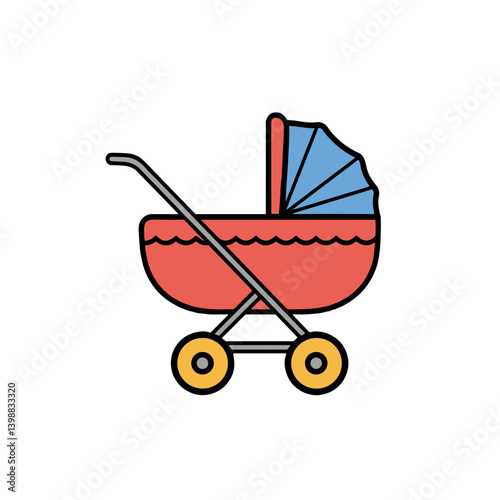 Colorful baby stroller illustration on a white background  