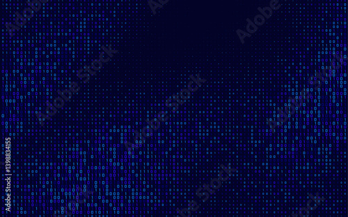 matrix style binary code digital falling numbers blue background