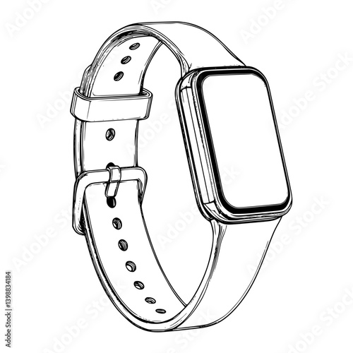 Smartwatch design features a sleek, rectangular display and a comfortable strap ideal for fitness tracking and daily use