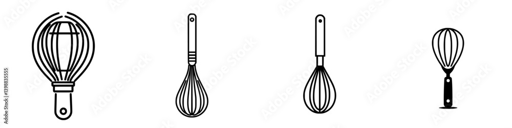 Obraz premium Various styles of whisks displayed in a clean, minimalist design against a simple background