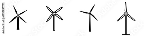 Wind turbines arranged in a row showcasing renewable energy potential in a sustainable landscape setting