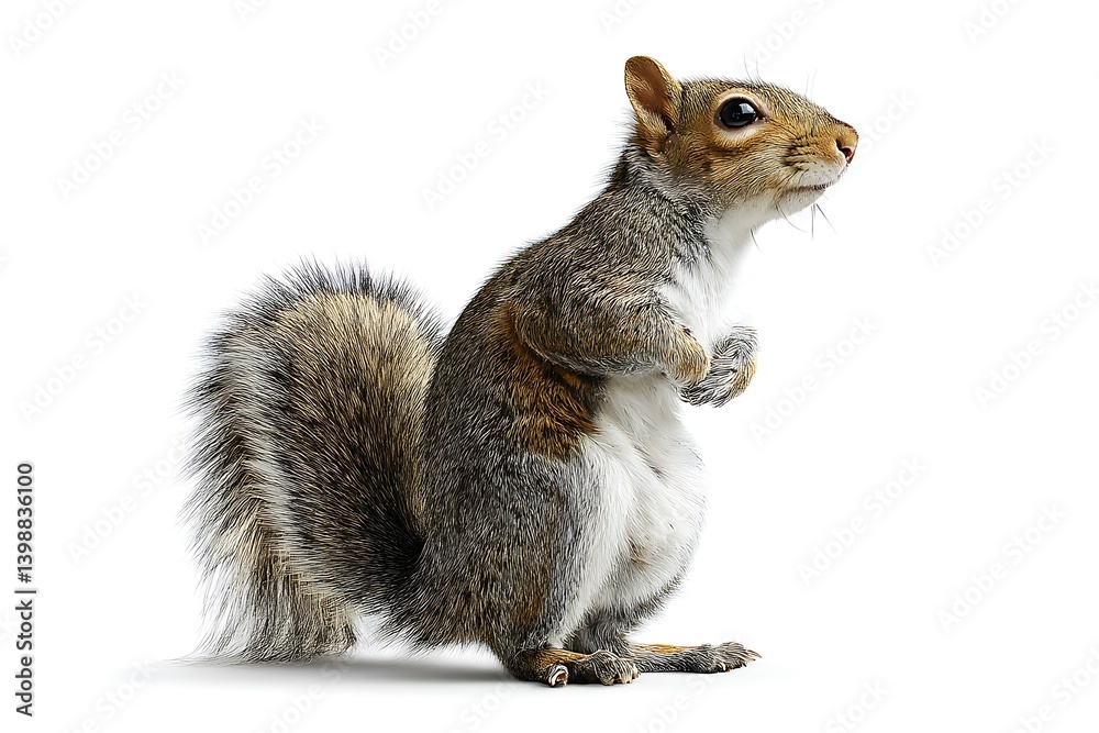 Fototapeta premium Charming squirrel standing white isolation 