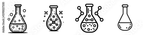 Scientific laboratory flask designs showcasing various chemical reactions at a research facility