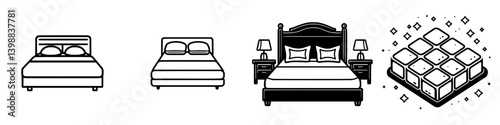 Various styles of beds showcased in a minimalist design highlighting comfort and relaxation for modern interiors