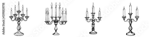 Elegant vintage candle holders displayed in a row showcasing intricate designs and various styles of candlelight decor