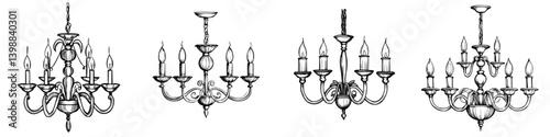 Different styles of elegant chandeliers displayed for home decor inspiration in a minimalist setting