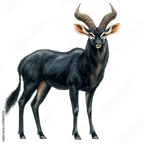 illustration of Sable Antelope, watercolor vector, isolated on a white background.