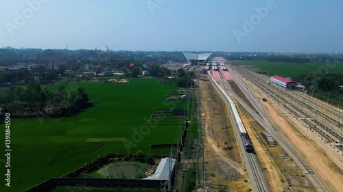 Top View of Cox's Bazar Train Station | Aerial View of beautiful railway station in Cox's Bazar, Chittagong, Bangladesh
