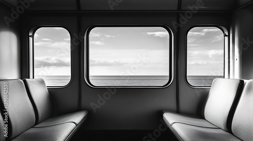 Train Car Interior with Ocean View