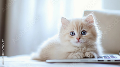 Wallpaper Mural Cute cat on laptop keyboard Torontodigital.ca