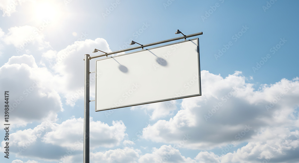 Empty billboard against blue sky with clouds Empty billboard against blue sky with clouds