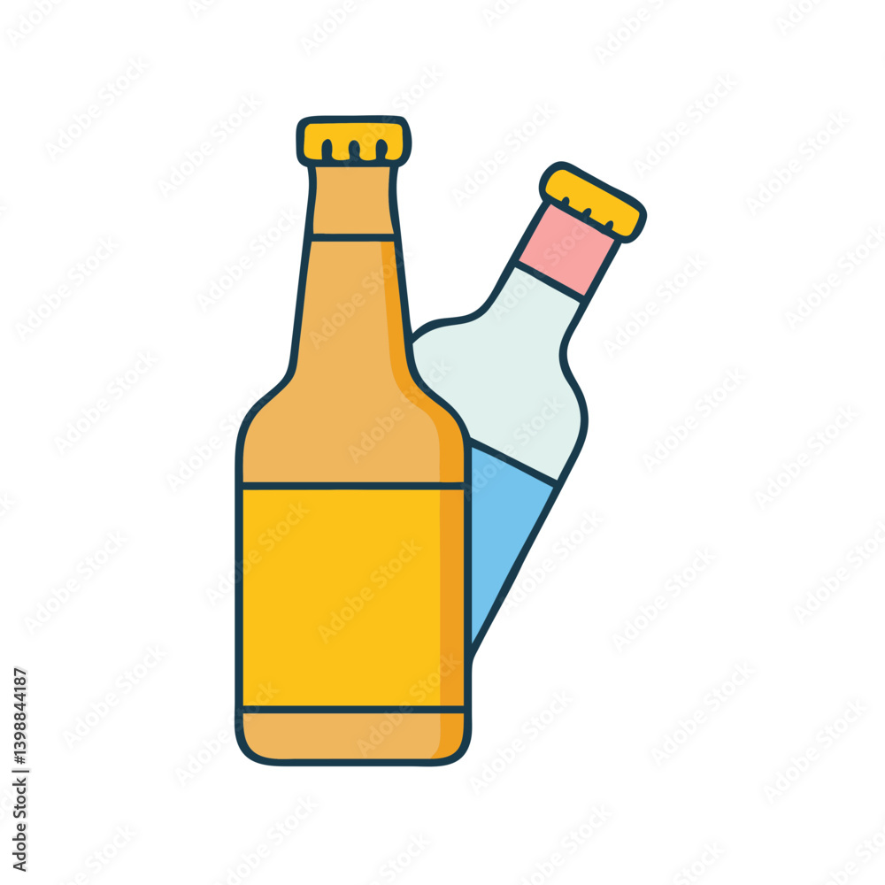 Bottled beer vector illustration for brewery pub bar alcohol drink and beverage design element flat icon on transparent background Bottled beer vector illustration for brewery pub bar alcohol drink and beverage design element flat icon on transparent background