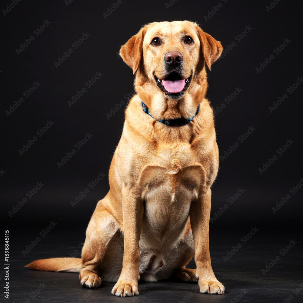 Labrador sitting upright with an adorable expression