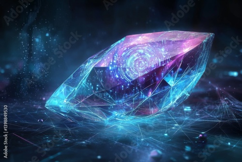 Wallpaper Mural Translucent AI crystal in glowing digital dimension Torontodigital.ca