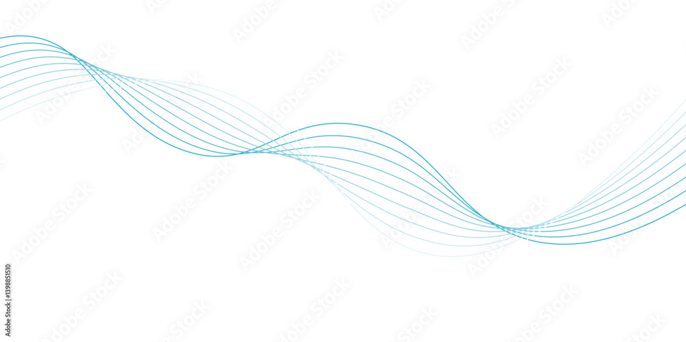 Fototapeta premium Sky blue abstract background with stripes curve line. Abstract light sky blue line wave vector background. Wave geometric Technology, Striped ribbons vector with lines. colorful wave line transparent