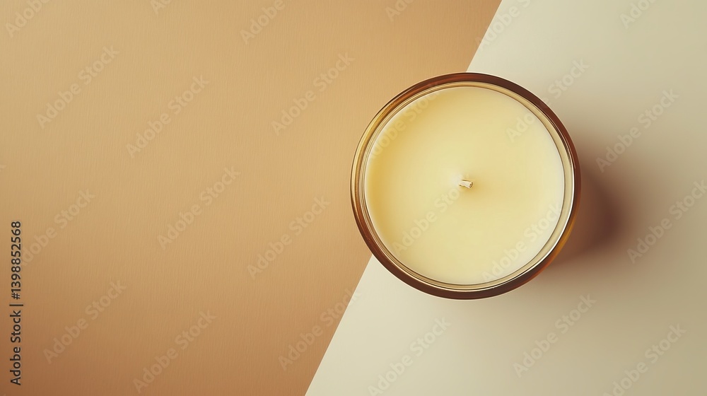 A vegan candle made from olive wax sits on a brown and white background. It's a simple, modern photo with plenty of space around the candle.
A vegan candle made from olive wax sits on a brown and white background. It's a simple, modern photo with plenty of space around the candle.