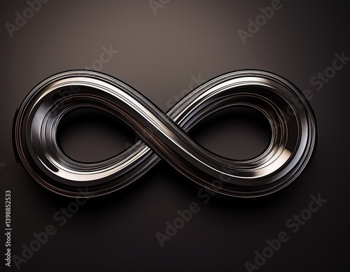 glossy black infinity symbol on dark background modern design concept