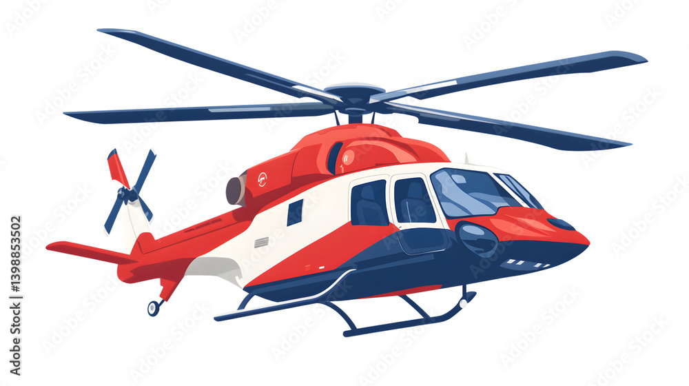 A vibrant helicopter in flight showcasing detailed rotor blades and a sleek design for rescue A vibrant helicopter in flight showcasing detailed rotor blades and a sleek design for rescue