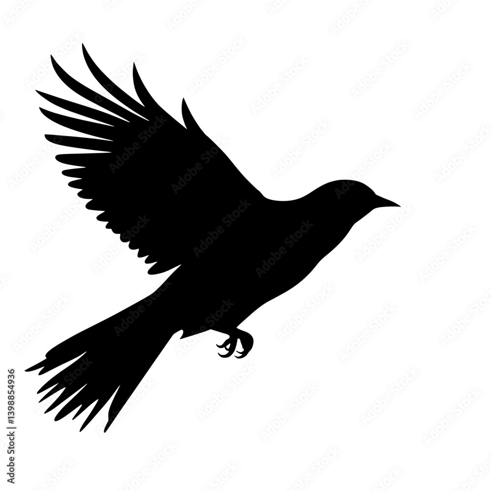 Fototapeta premium bird flying silhouette svg, simple black and white vector