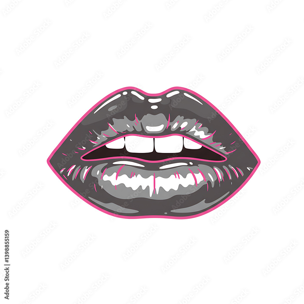 Shiny chrome metal lips isolated. 80s 90s Glossy silver beauty, cosmetics, makeup icons
Shiny chrome metal lips isolated. 80s 90s Glossy silver beauty, cosmetics, makeup icons