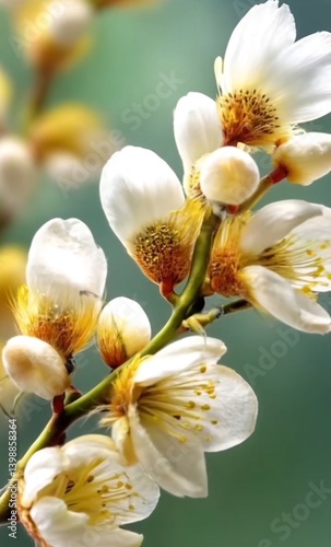 white orchid on a green background