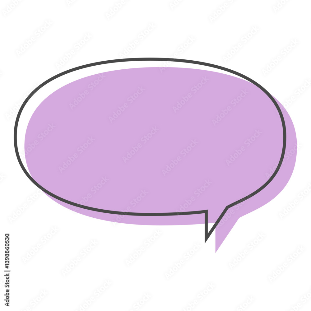 Speech bubble purple illustration with outline in blue background, Pop art comic text box element, Blank message box doodle, Unique frame, Doodle design, Imperfect line Speech bubble purple illustration with outline in blue background, Pop art comic text box element, Blank message box doodle, Unique frame, Doodle design, Imperfect line