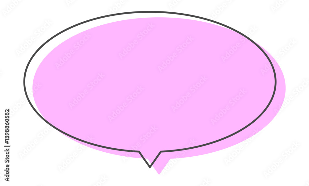 Speech bubble pink illustration with outline in blue background, Pop art comic text box element, Blank message box doodle, Unique frame, Doodle design, Imperfect line Speech bubble pink illustration with outline in blue background, Pop art comic text box element, Blank message box doodle, Unique frame, Doodle design, Imperfect line