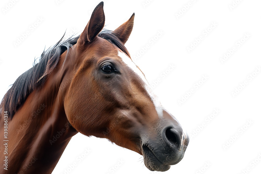 Fototapeta premium Graceful Mare Trotting Isolated White Space 