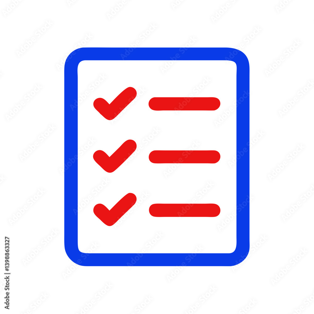 Checklist icon with checked items on a blue outline background Checklist icon with checked items on a blue outline background