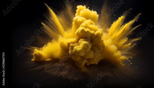 a yellow smoke explosion photorealistic photo